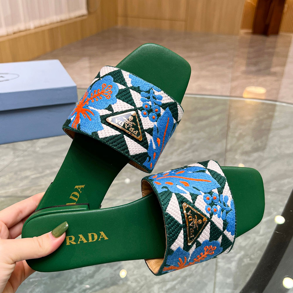 Prada Open-toed Flip-flops With Round Heads Slide Sandal (Replica)
