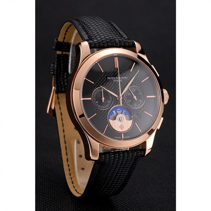 Chronograph Dial Black 43 mm, Rose Gold Plated