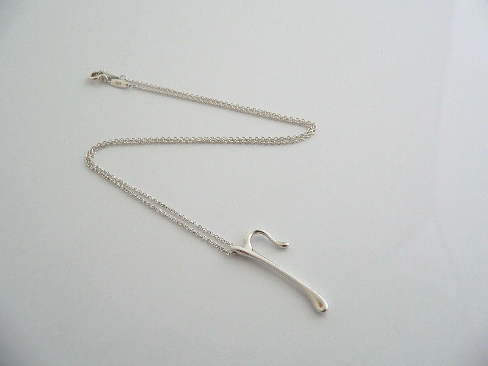 Tiffany & Co Silver Peretti Alphabet P Necklace Pendant Charm Chain Gift Love