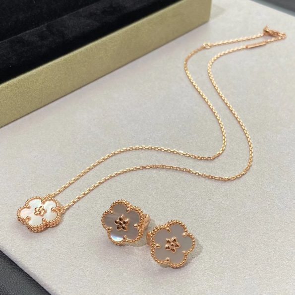 Van Cleef Plum Bossom Earring Dupe, Rose Gold