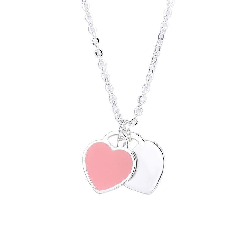 Tiffany&Co, Return to Tiffany Double Heart Tag Pendant, Blue & Red & Pink