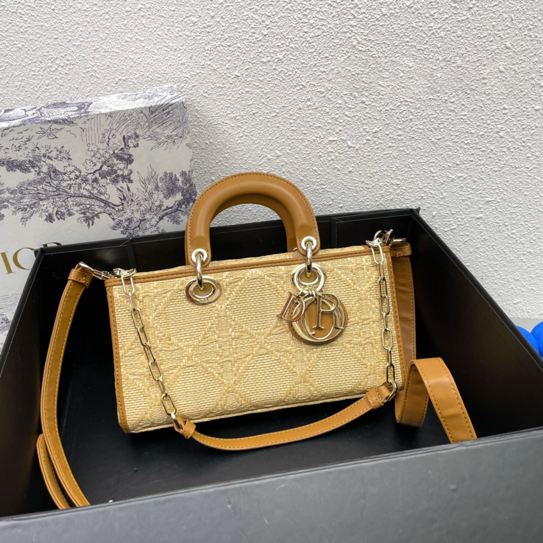 Dior Lady D-Joy Raffia Shoulder Bag Handbag