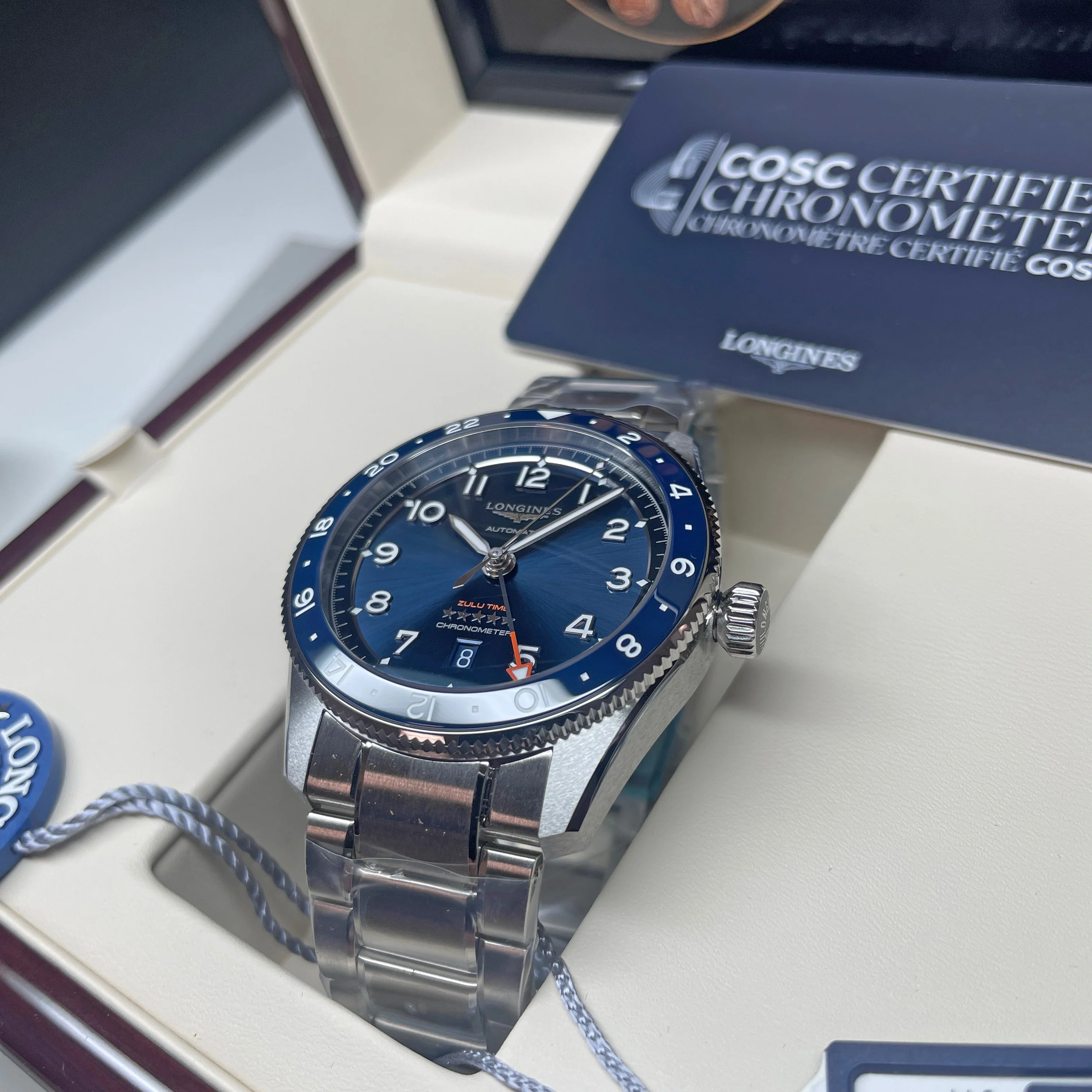 Spirit 42MM Zulu Time GMT Blue Steel Watch L38124936