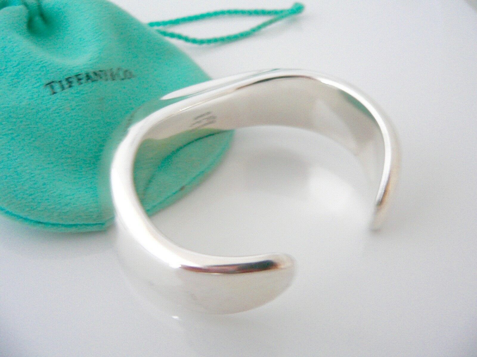 Tiffany & Co Silver Peretti Wave Swirl Cuff Bracelet Bangle Gift Pouch Love Rare