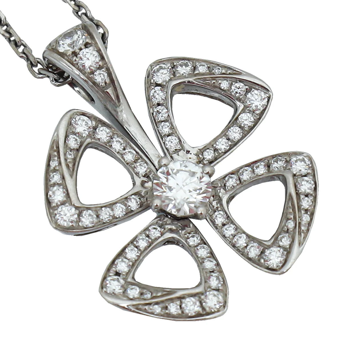 Bvlgari 18K White Gold Diamond Fiorever Necklace