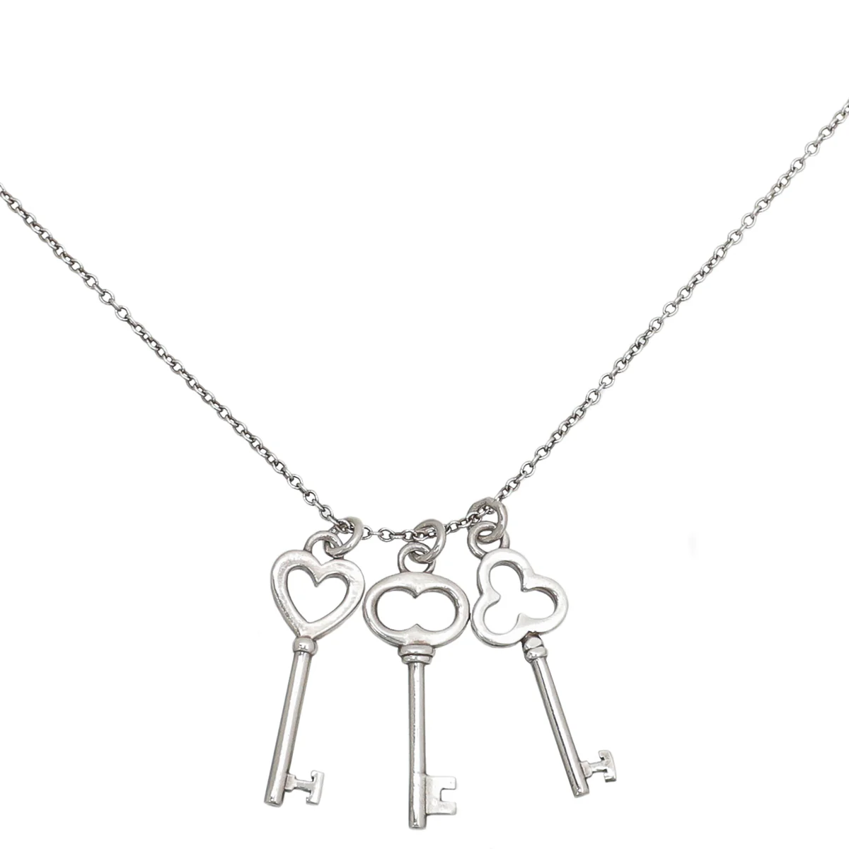 Tiffany & Co Sterling Silver Triple Key Pendant Necklace