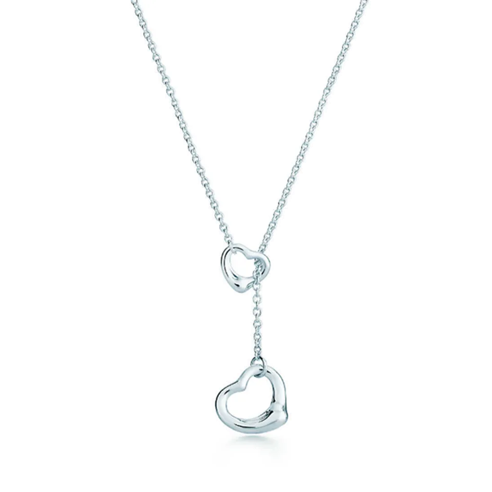 2021 Popular Tiffany Elsa Peretti Open Heart Lariat Necklace Sterling Silver Lady Jewelry 23148242