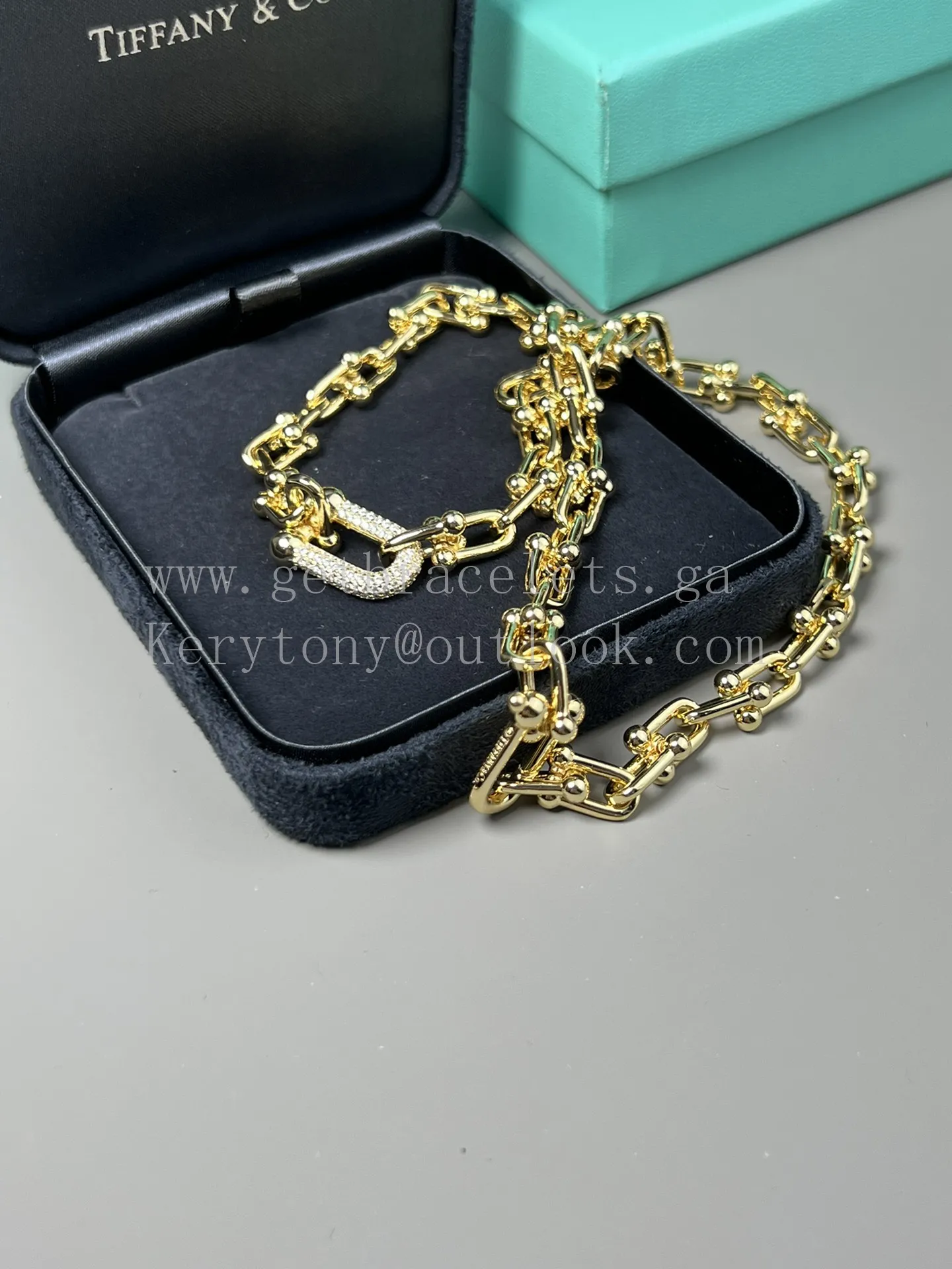 Tiffany HardWear Link Short Necklace Yellow Gold/White Gold