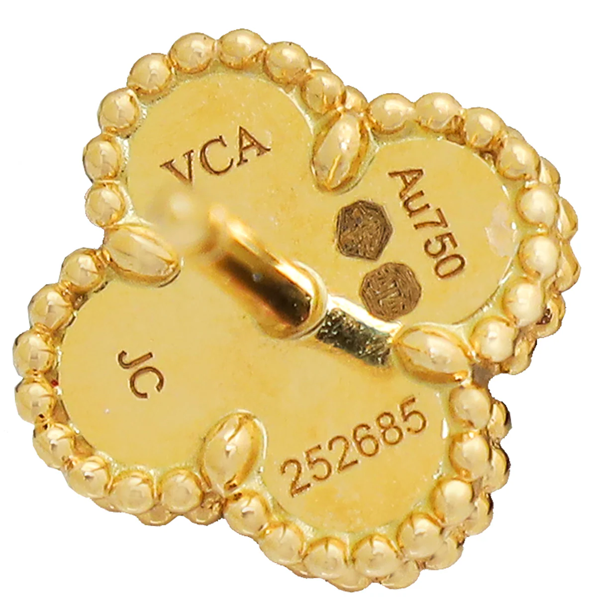 Van Cleef & Arpels 18K Yellow Gold Onyx Sweet Alhambra Stud Earrings