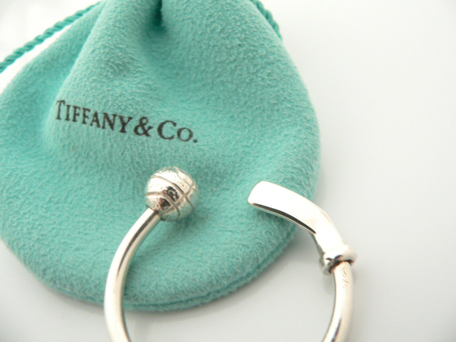 Tiffany & Co Silver Basketball Ball Key Ring Keychain Sports Lover Gift Pouch
