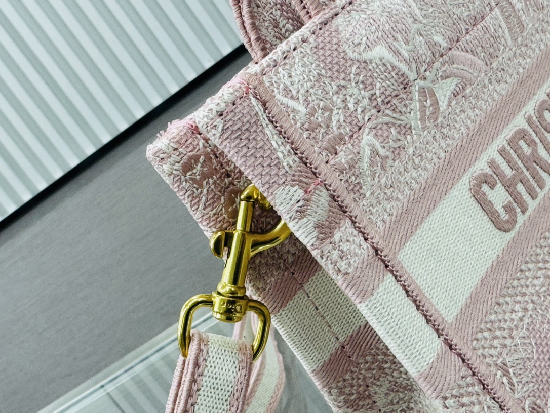 Dior Book Tote Mini Pink Tiger Embroider Shoulder Bag Handbag