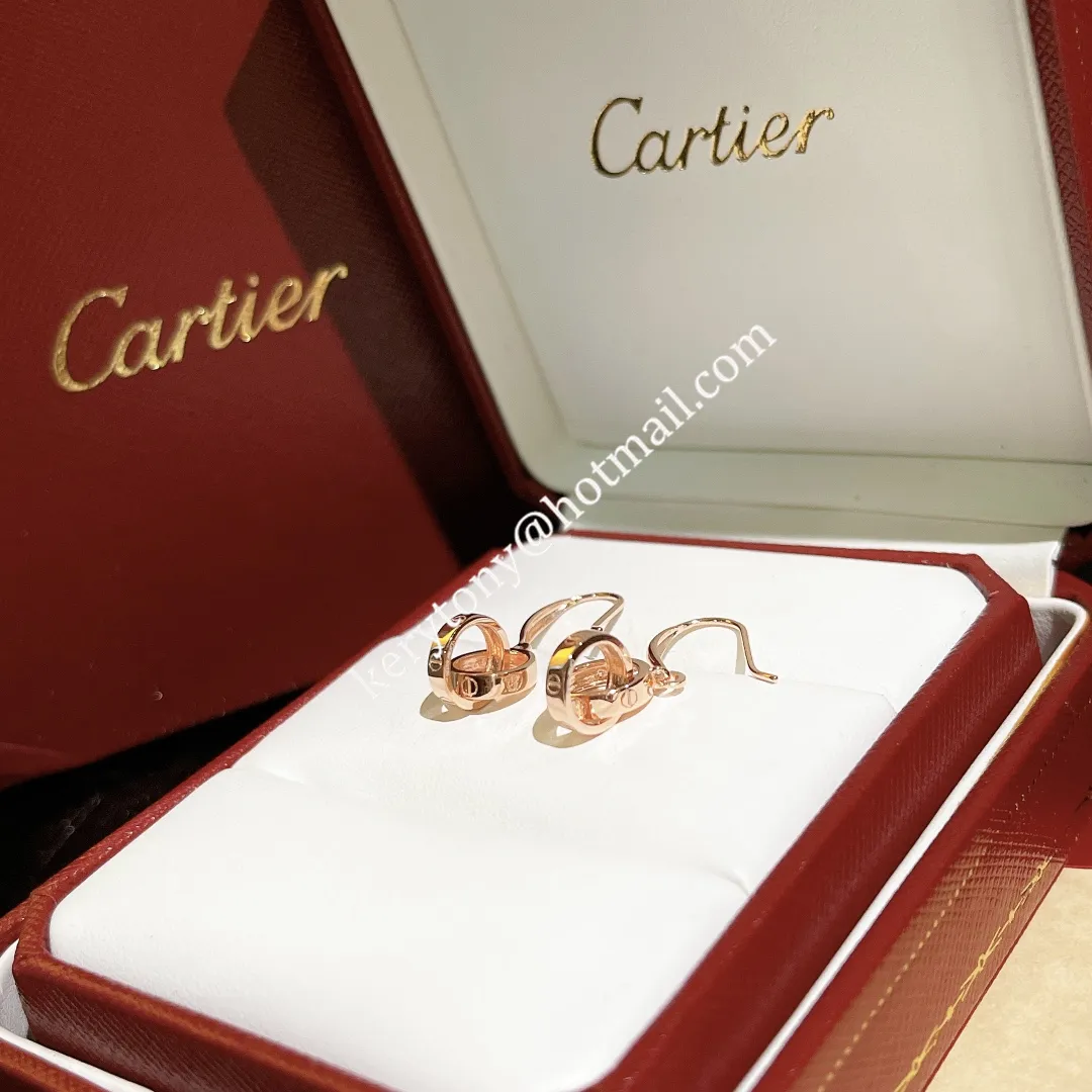 Spring Fashion Cartier Love Ear Hook Earrings Rose Gold/White Gold Best