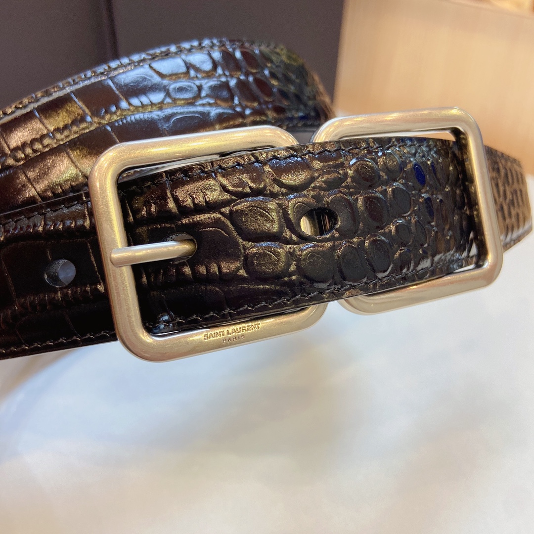 YSL Saint Laurent Leather Belts 1:1 Mirror Version