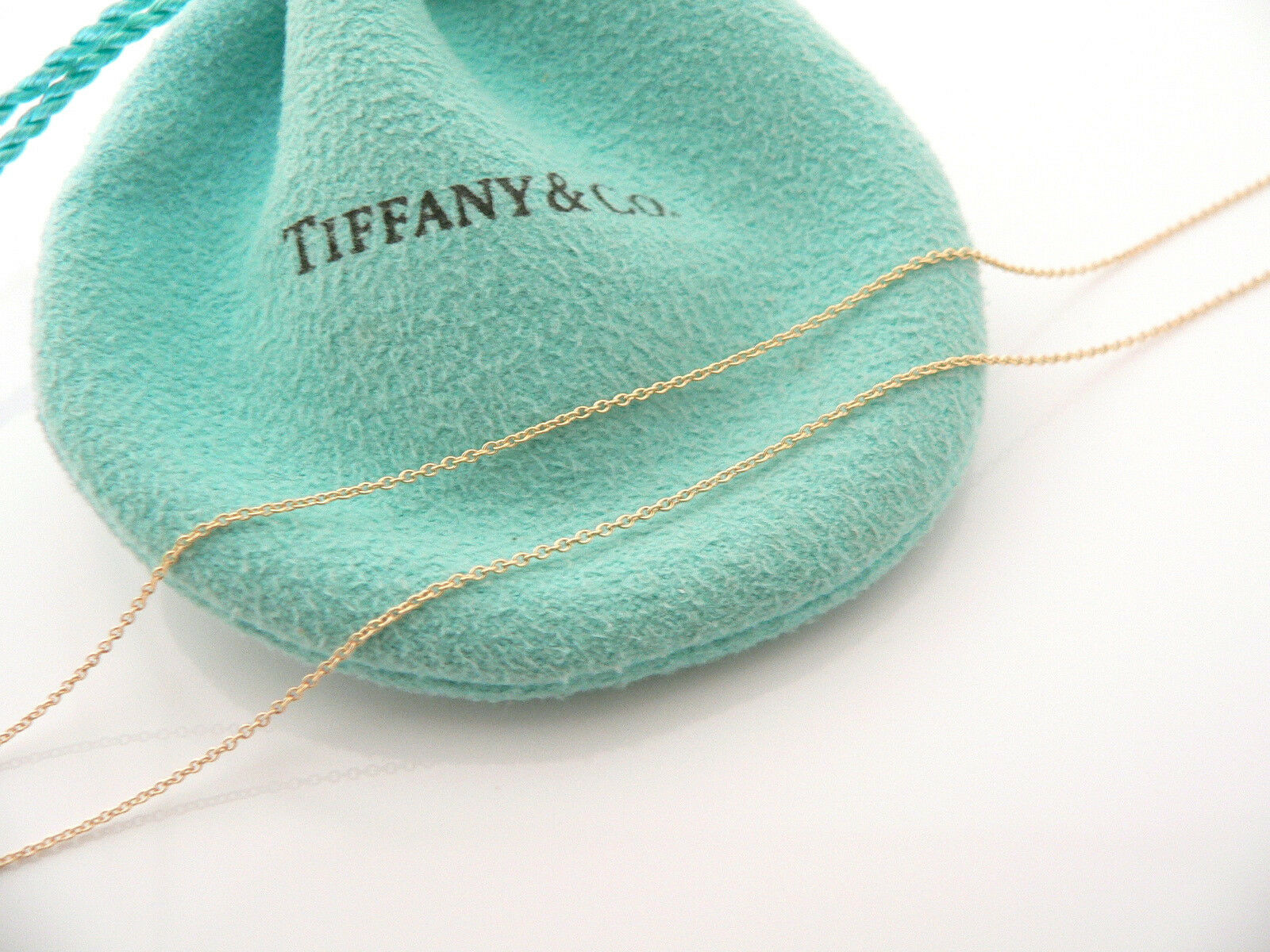 Tiffany & Co Peretti 18K Gold Jade Gemstone Heart Necklace Pendant Charm Chain