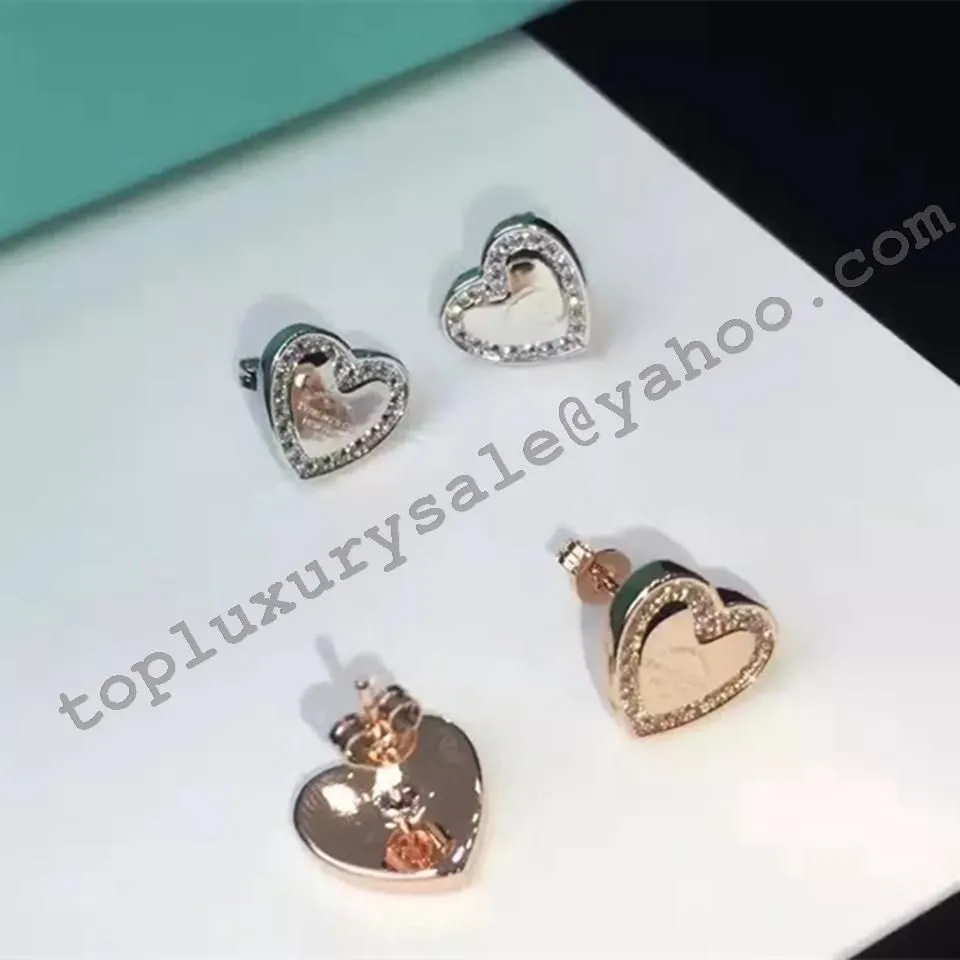 Top Tiffany Heart Earrings Sterling Silver Diamonds Fashion Style USA Wholesale Women