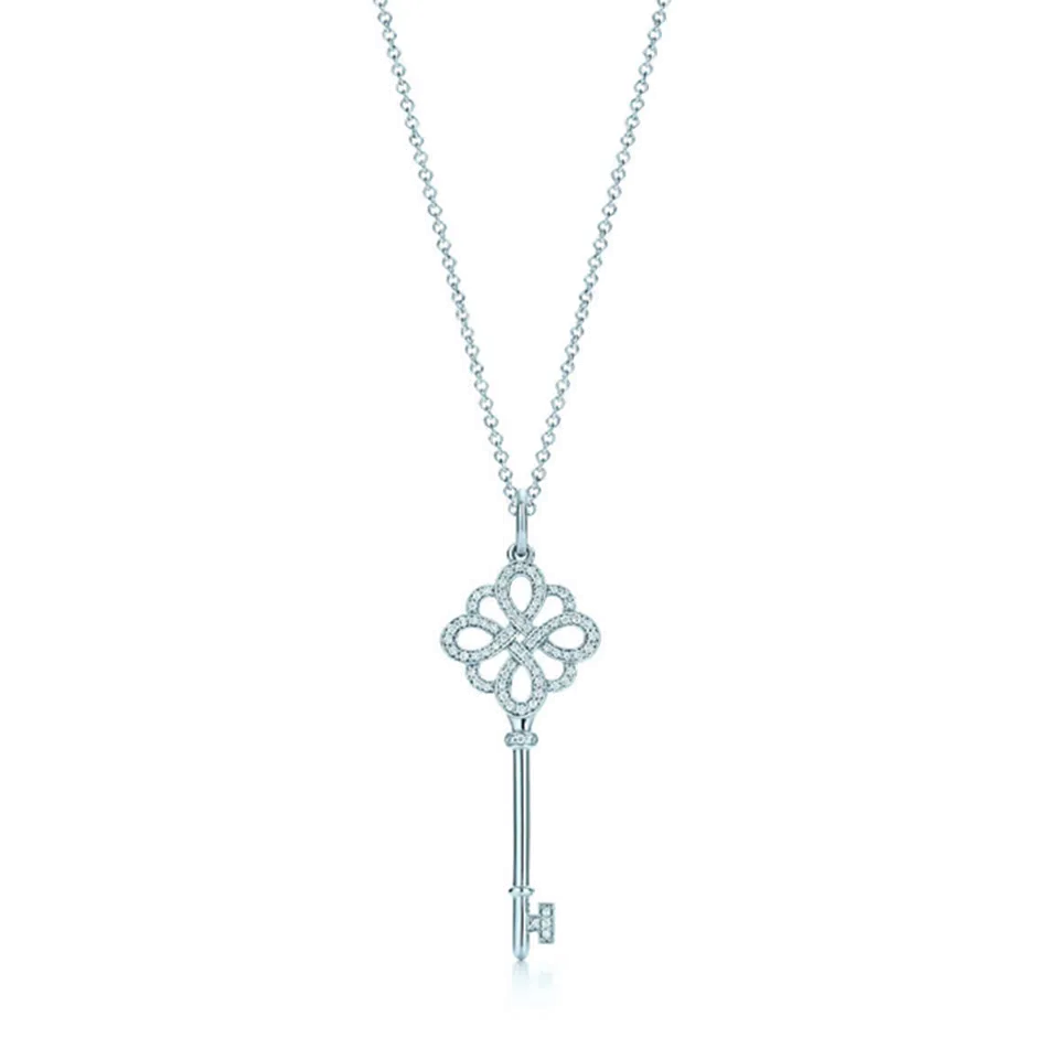 Replica Tiffany Keys Knot Key Pendant Chain Necklace Diamonds Party Style Lady Jewelry GRP05413