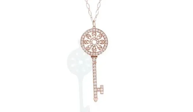 2021 Fashion Tiffany & Co Rose Gold Petals Keys Pendant Sunflower Diamonds Necklace For Womens