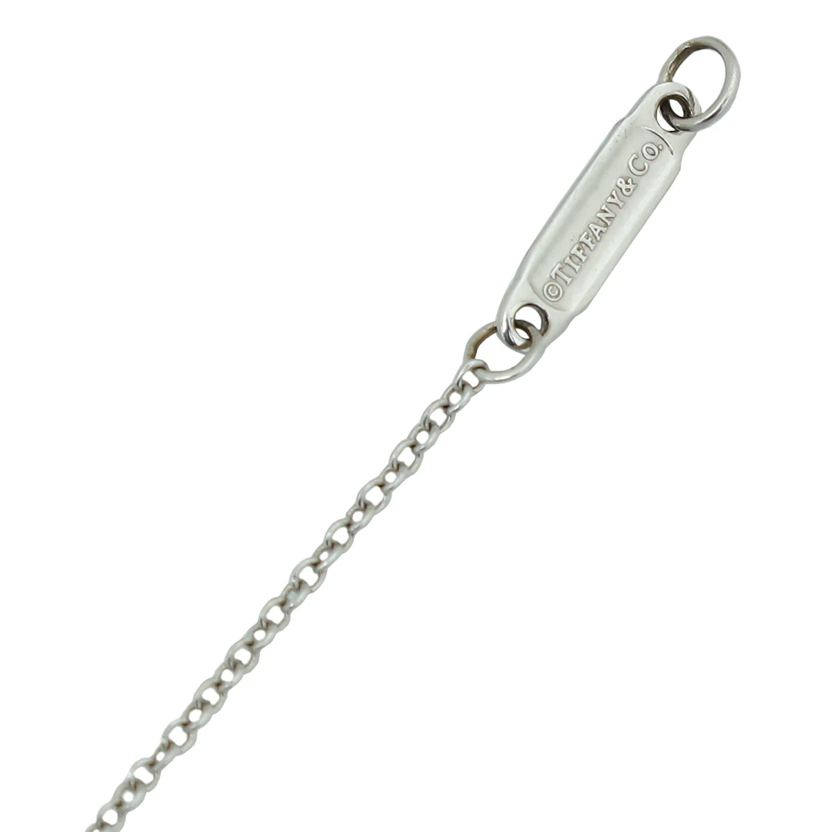 Tiffany & Co 18K White Gold Diamond T Smile Small Motif Pendant Necklace