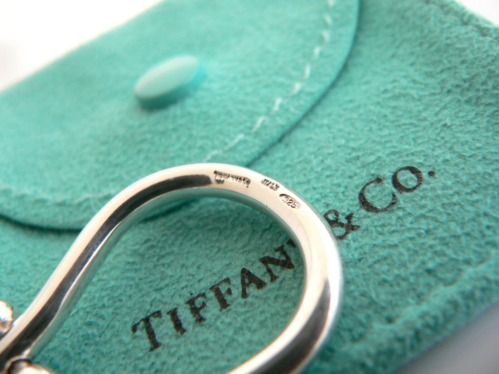 Tiffany & Co Silver Rectangle Link Key Ring Key Chain Keychain Engravable Gift