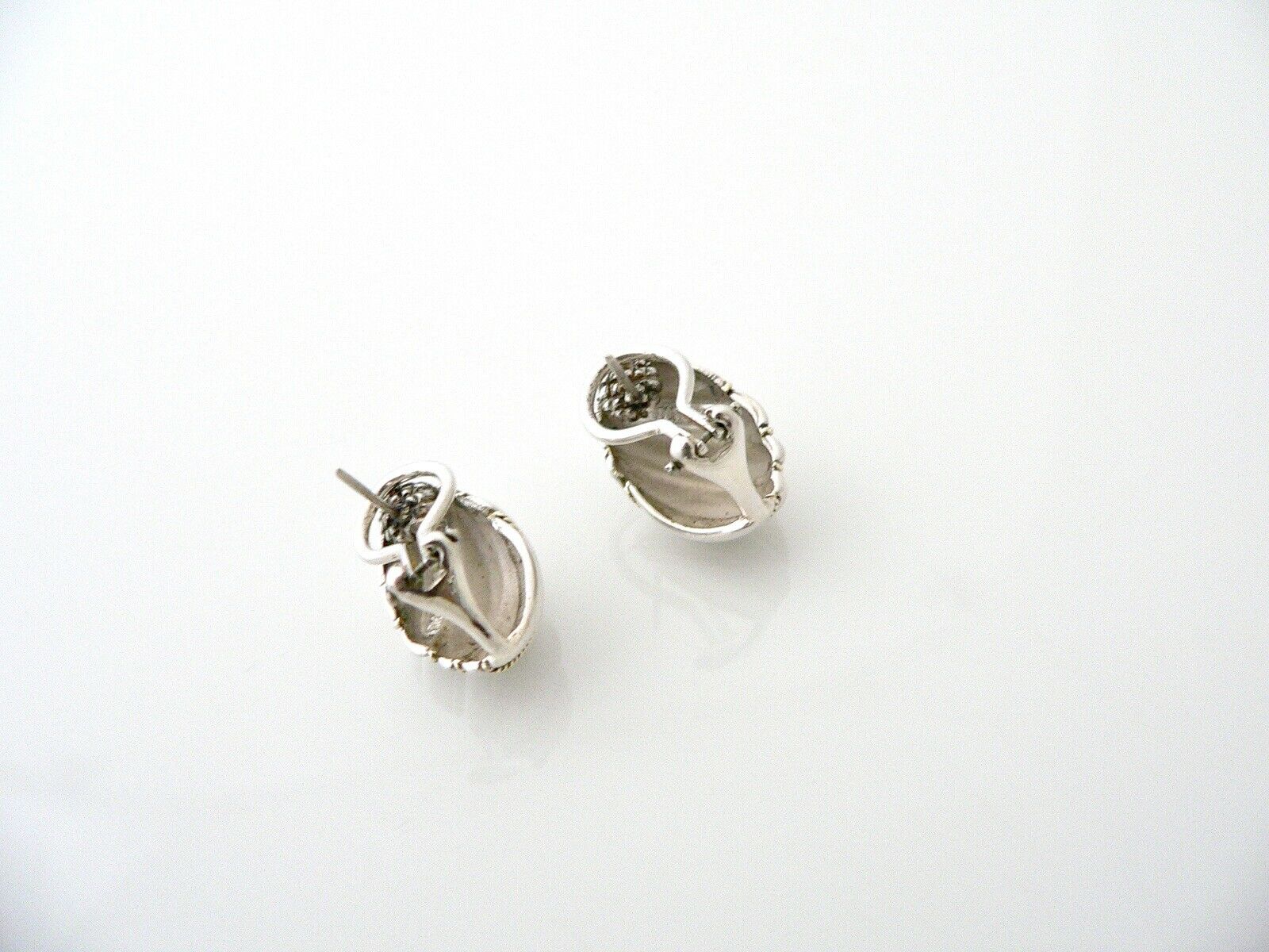 Tiffany & Co Silver 18K Gold Shrimp Shell Earrings Studs Gift Love Art Pierced