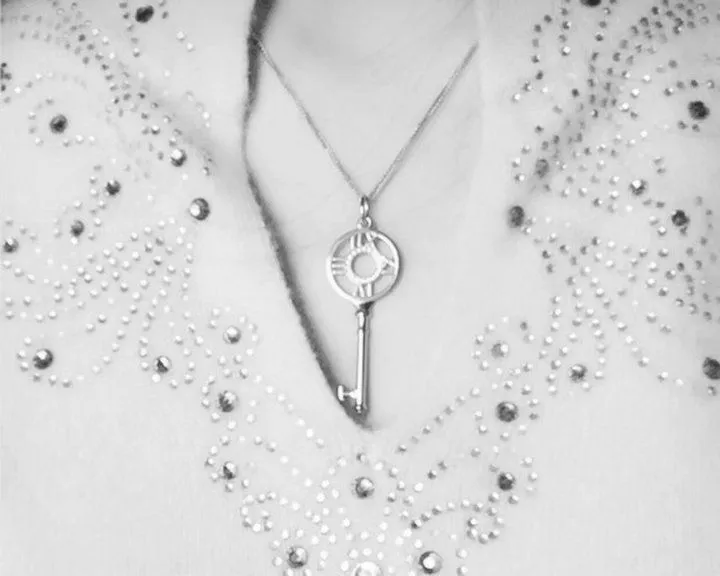 Tiffany Atlas Keys Silver/Pink Gold Pendant Necklace Studded Wholesale GRP09003/GRP08994