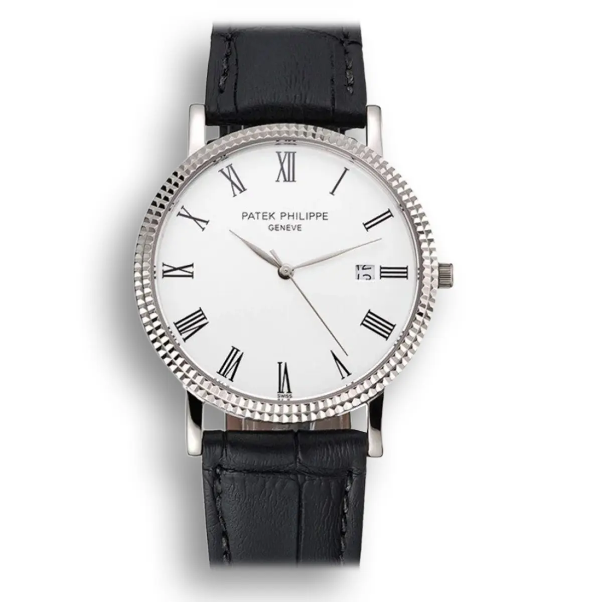 Calatrava Dial White 40 mm, Stainless Steel