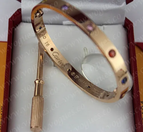 New Arrival Cartier Love Bracelet Pink Gold Colorful Diamonds B6036517