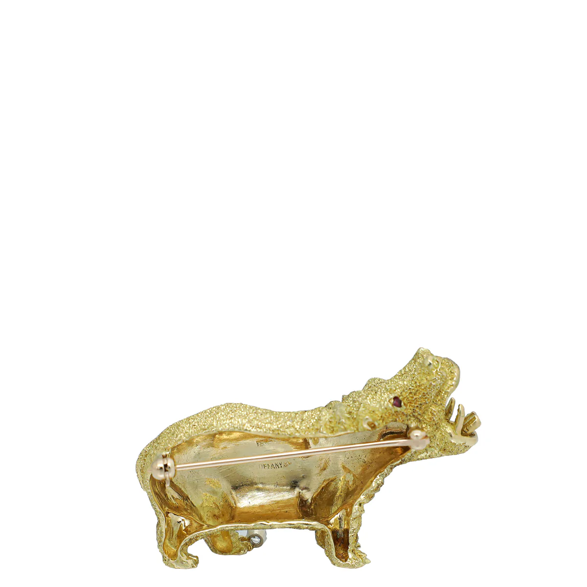 Tiffany & Co 18K Yellow Gold Diamond Hippopotamus Brooch