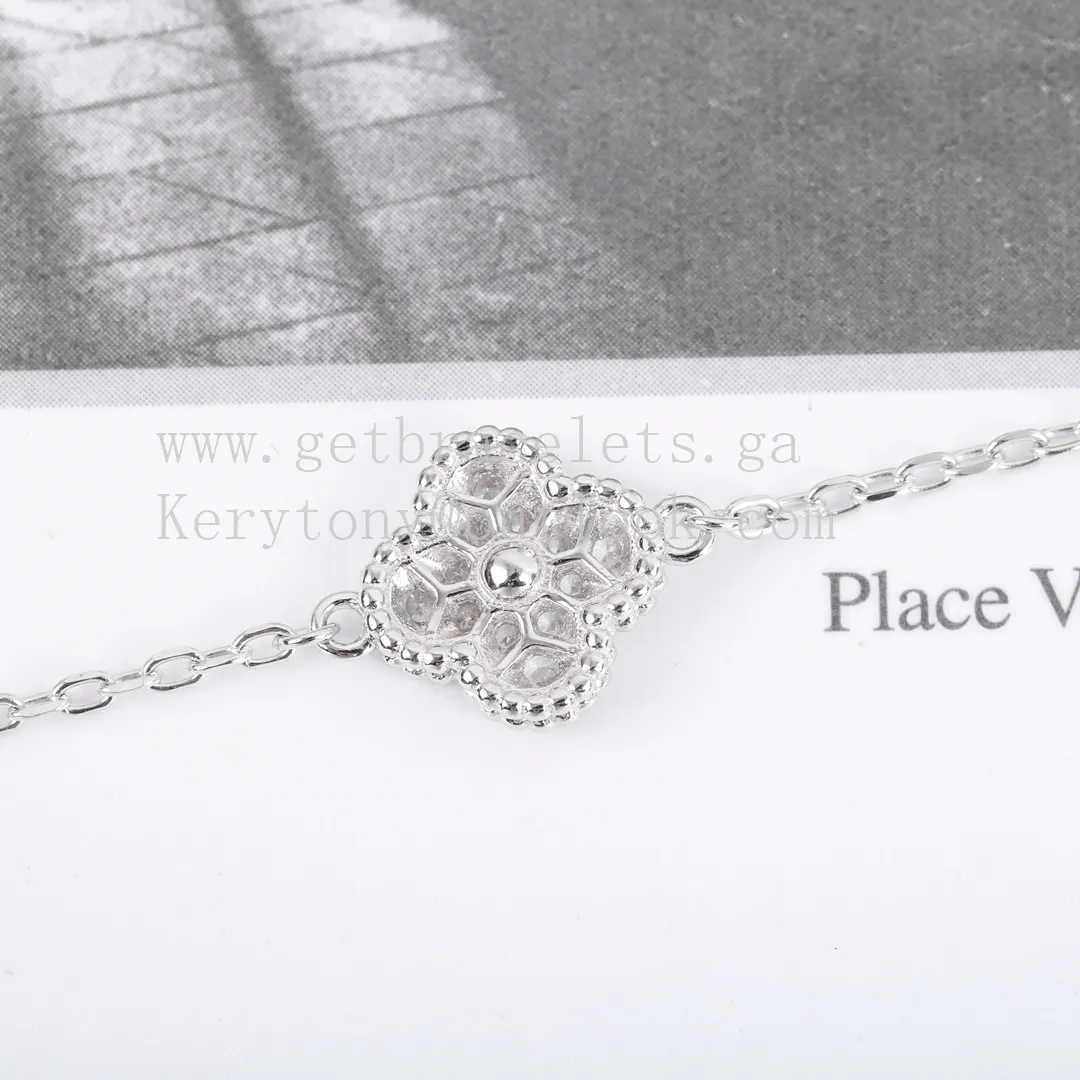 Van Cleef Arpels Sweet Alhambra Bracelet 6 Motifs White Gold With Pave Diamonds