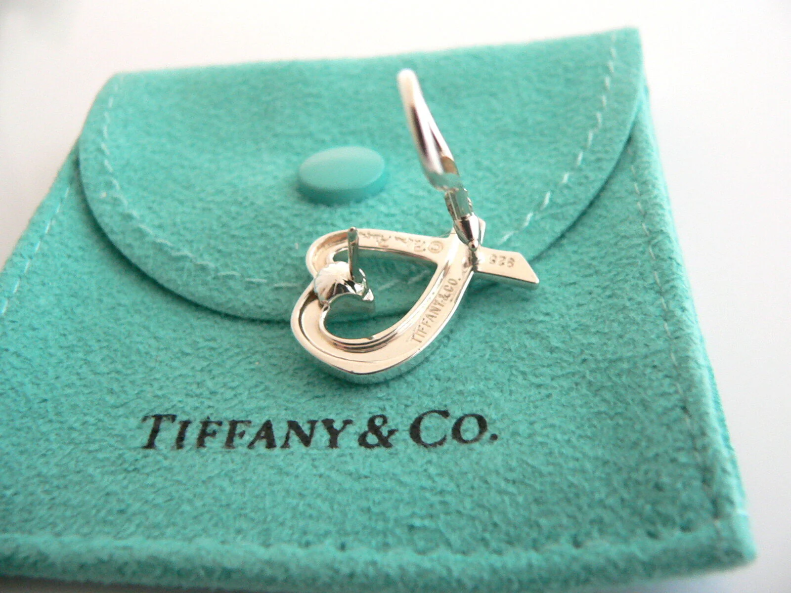 Tiffany & Co Silver Picasso Large Loving Heart Earrings Studs Rare Gift Pouch