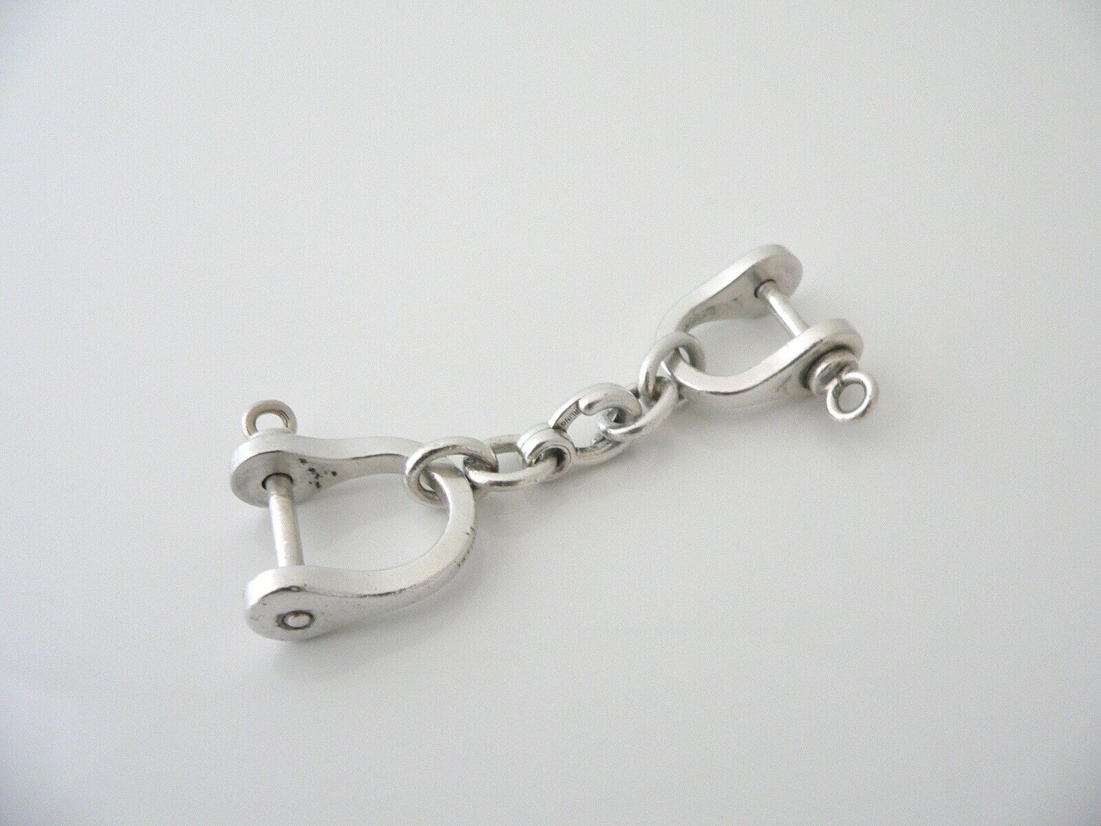 Tiffany & Co Silver Shackle Valet Key Ring Keychain Hook Gift Pouch Love Large