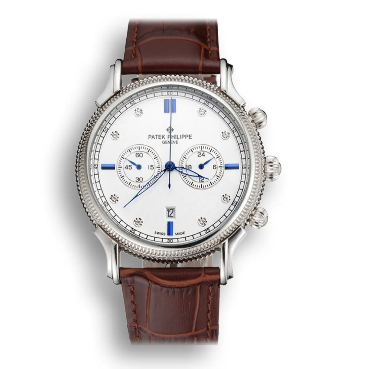 Chronograph White Dial With Diamonds 40 mm, Stainless Steel