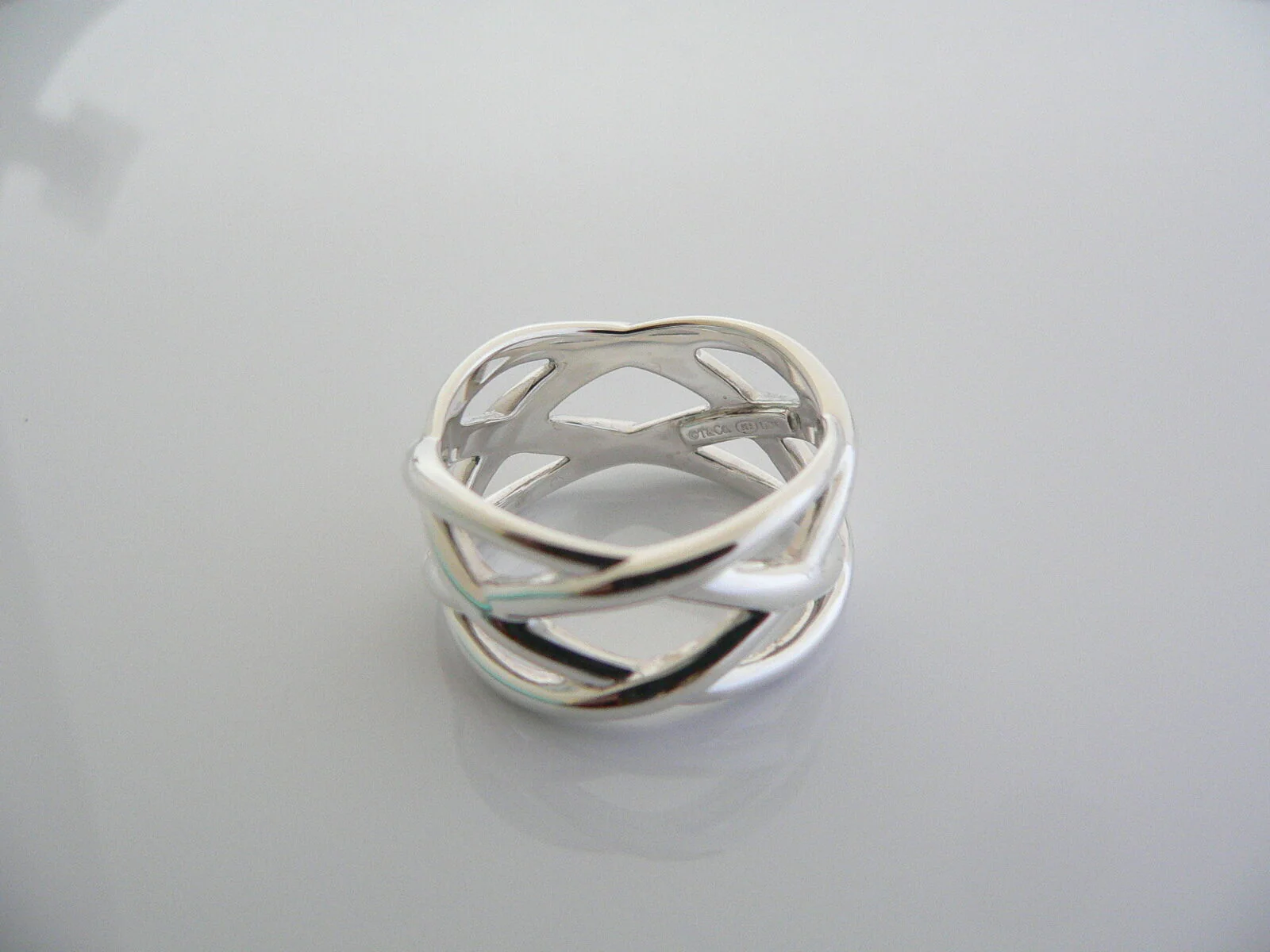 Tiffany & Co Silver Braided Knot Wide Ring Band Sz 6.75 Gift Love Knots Ring