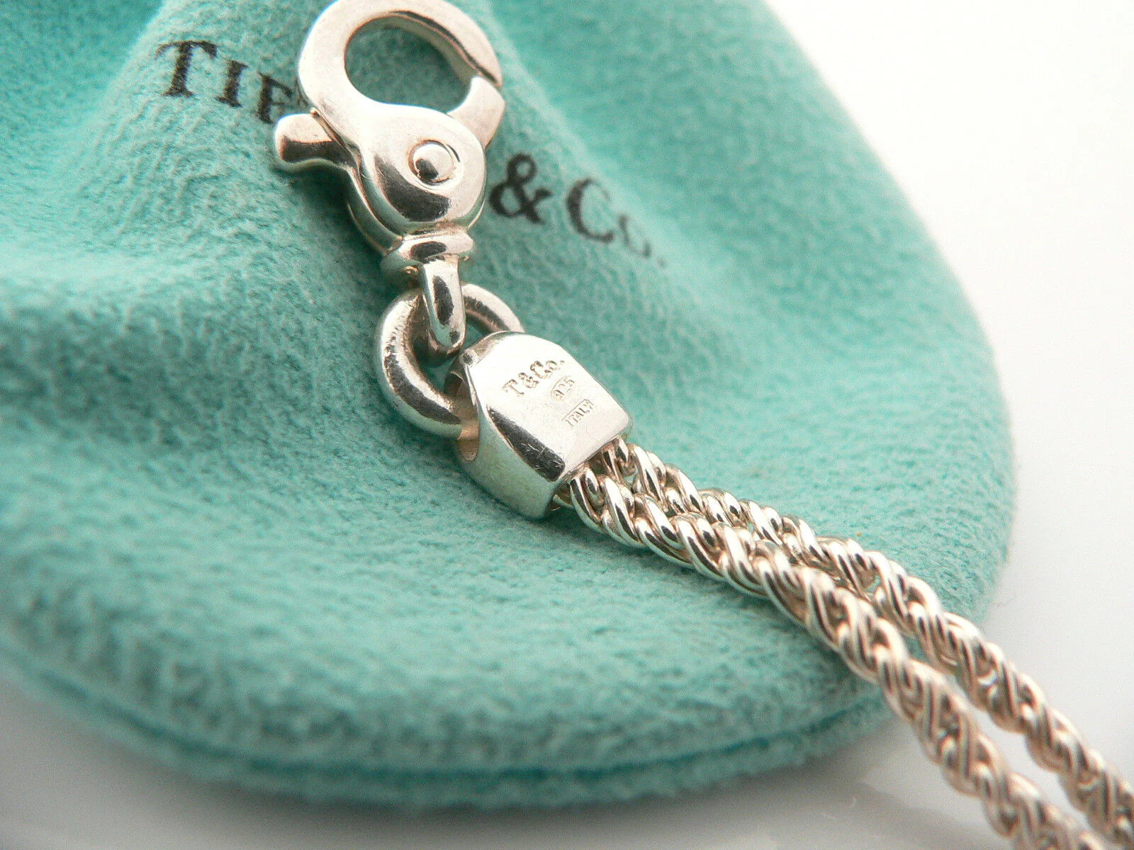 Tiffany & Co Silver Rope Love Knot Bracelet Bangle Rare 7.75 Inch Longer Gift