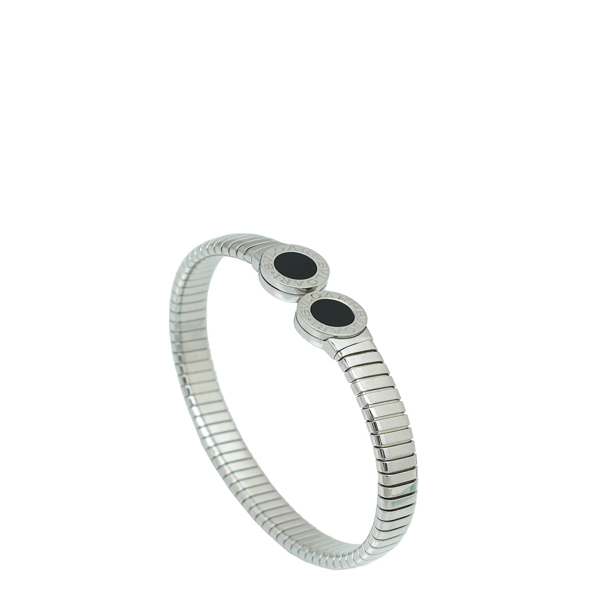 Bvlgari Steel Black Onyx Bvlgari Cuff Bracelet