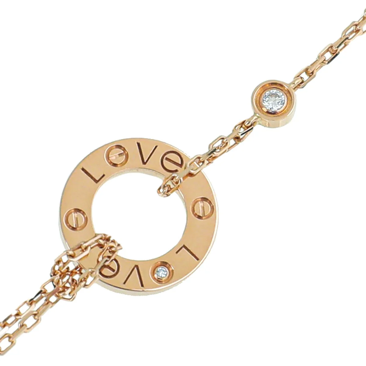 Cartier 18K Rose Gold 2 Diamond Love Bracelet