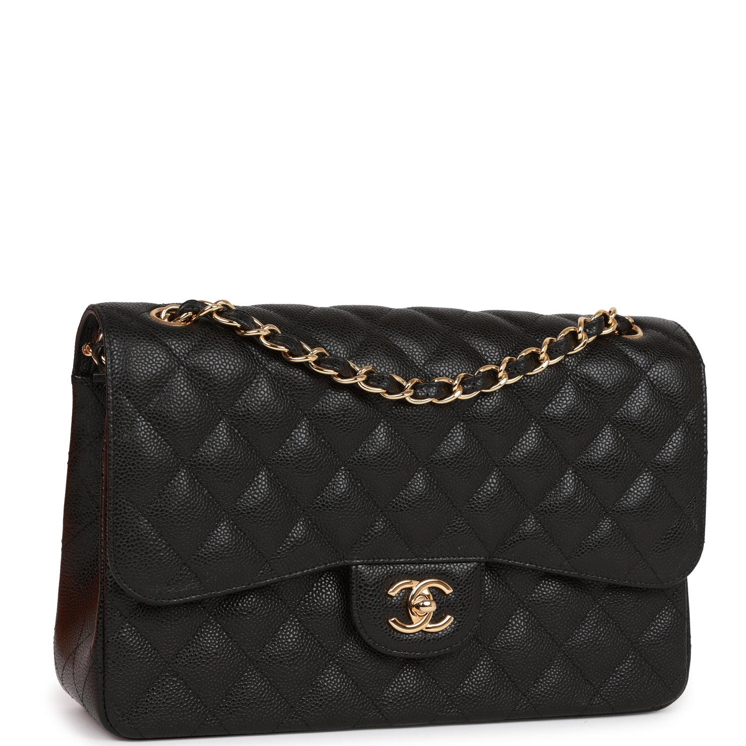 CHANEL Caviar Quilted Jumbo Double Flap Black 30CM Shoulder Bag(Replica)