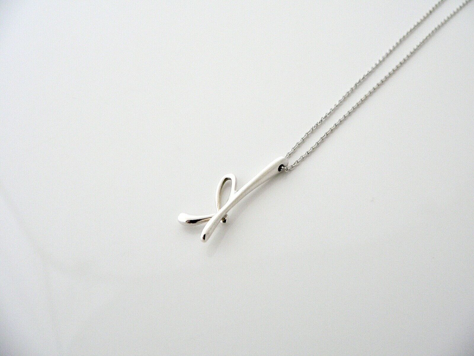 Tiffany & Co Silver Peretti Alphabet K Necklace Pendant Charm Chain Gift Love