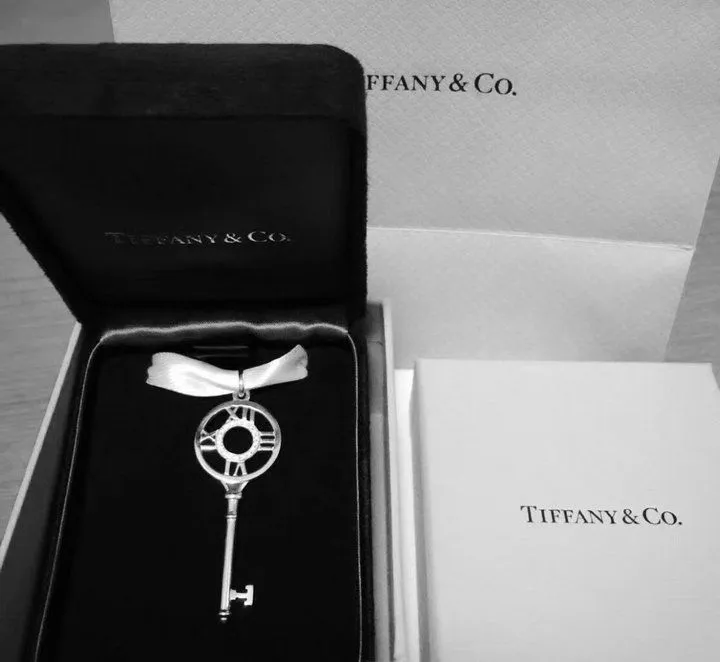 Tiffany Atlas Keys Silver/Pink Gold Pendant Necklace Studded Wholesale GRP09003/GRP08994