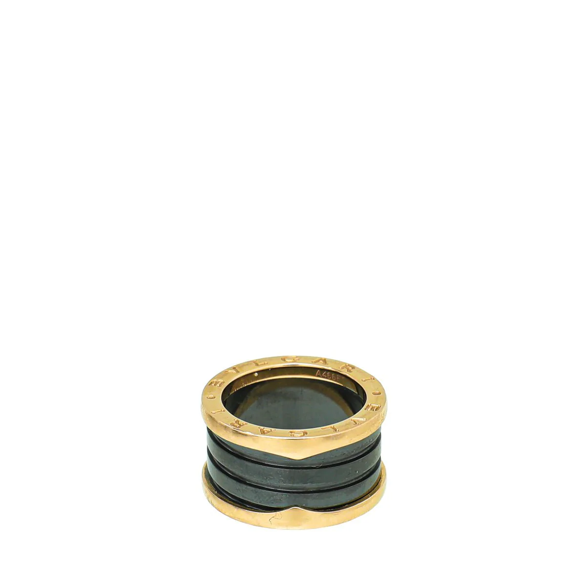 Bvlgari 18K Rose Gold Black Ceramic B.Zero 4 Band Ring 52