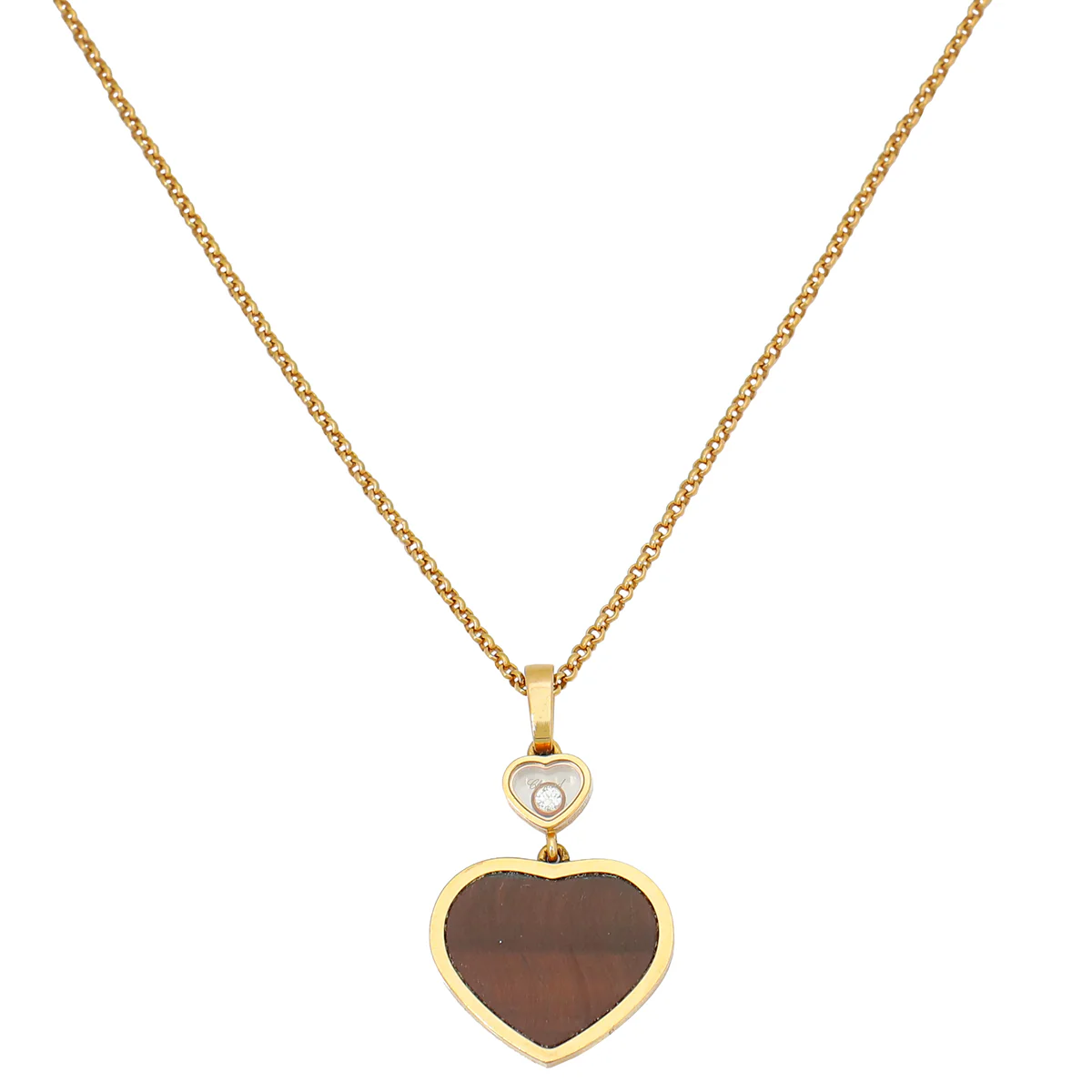 Chopard 18K Rose Gold Diamond Happy Hearts Necklace