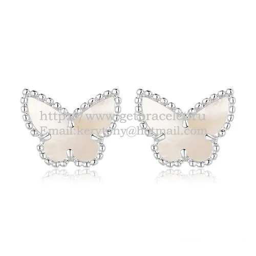 Van Cleef & Arpels Sweet Alhambra Butterfly Earrings White Gold With White Mother Of Pearl