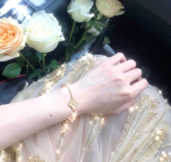 Van Cleef Bracelet Dupe, Red& Gold Clover Bracelet