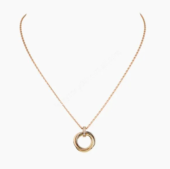 Morden Style Christmas Cartier Trinity Necklace White Gold/Yellow Gold/Rose Gold with Diamonds B7058700 Replica