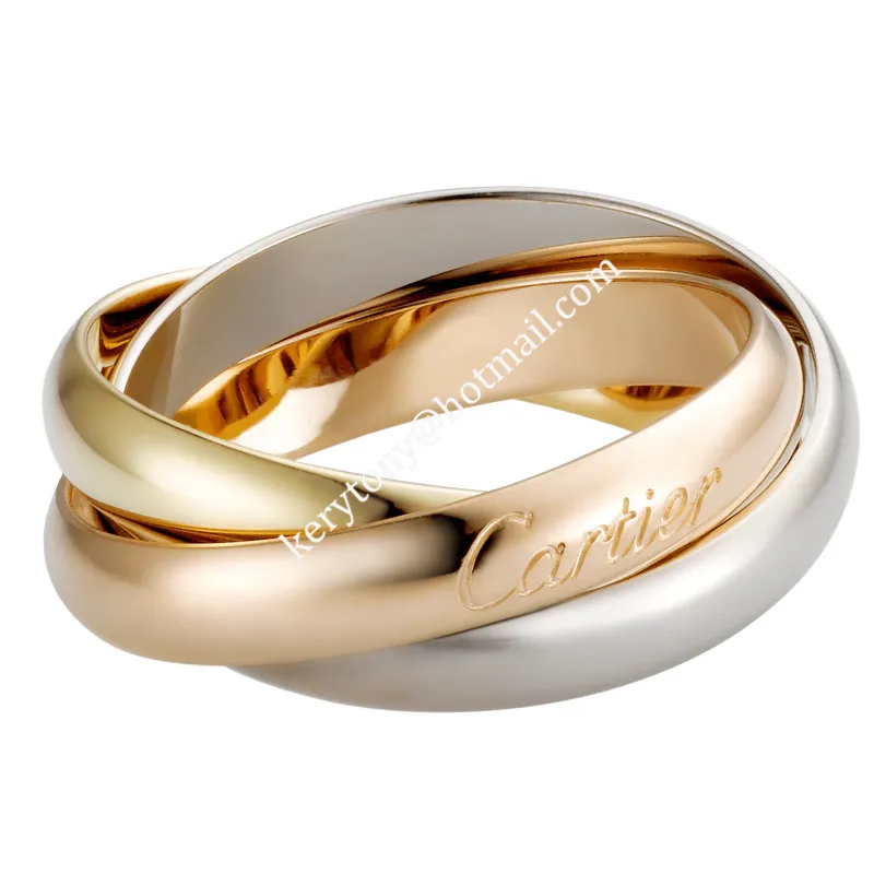 2020 New Style Trinity De Cartier Classics Ring White Gold/Yellow Gold/Pink Gold with Diamonds B4052700 Low Price