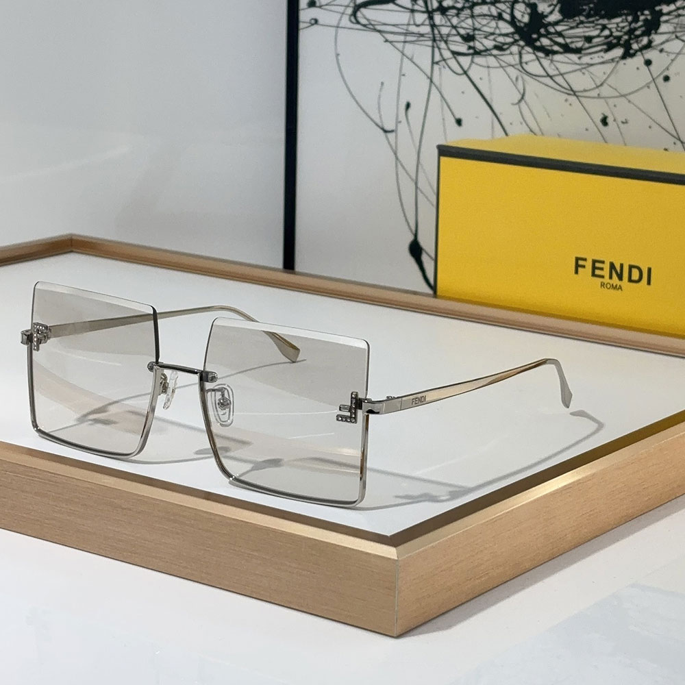 Fendi  Half Frame Thin Metal Frame Sunglasses Top quality （Replica）