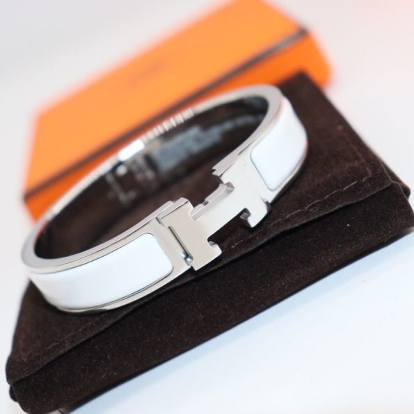 Hermes Bracelet Dupe, Clic H Bracelet, White Enamel