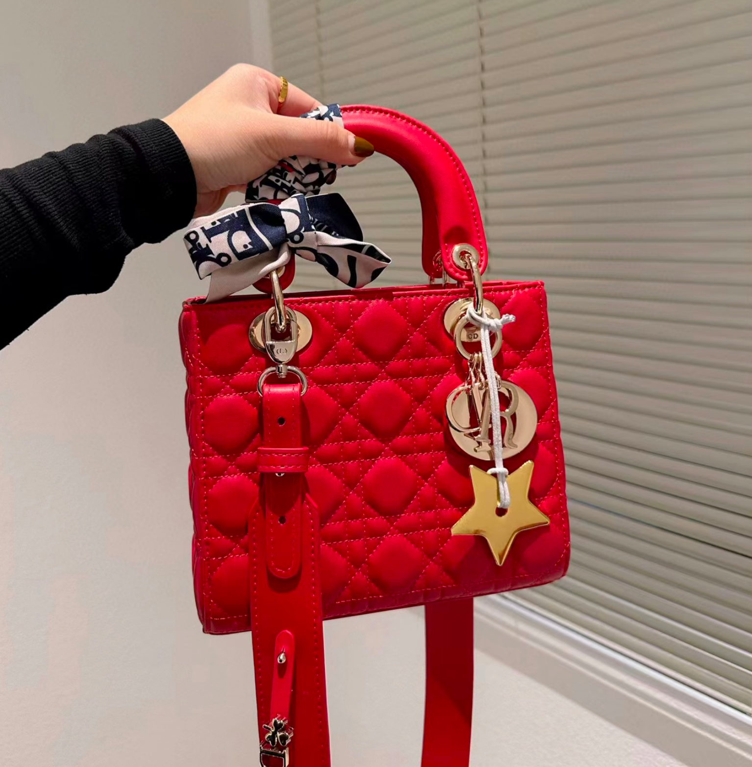 DIOR Small Lady Dior Bag-Lambskin Leather Shoulder Bag(Replica)