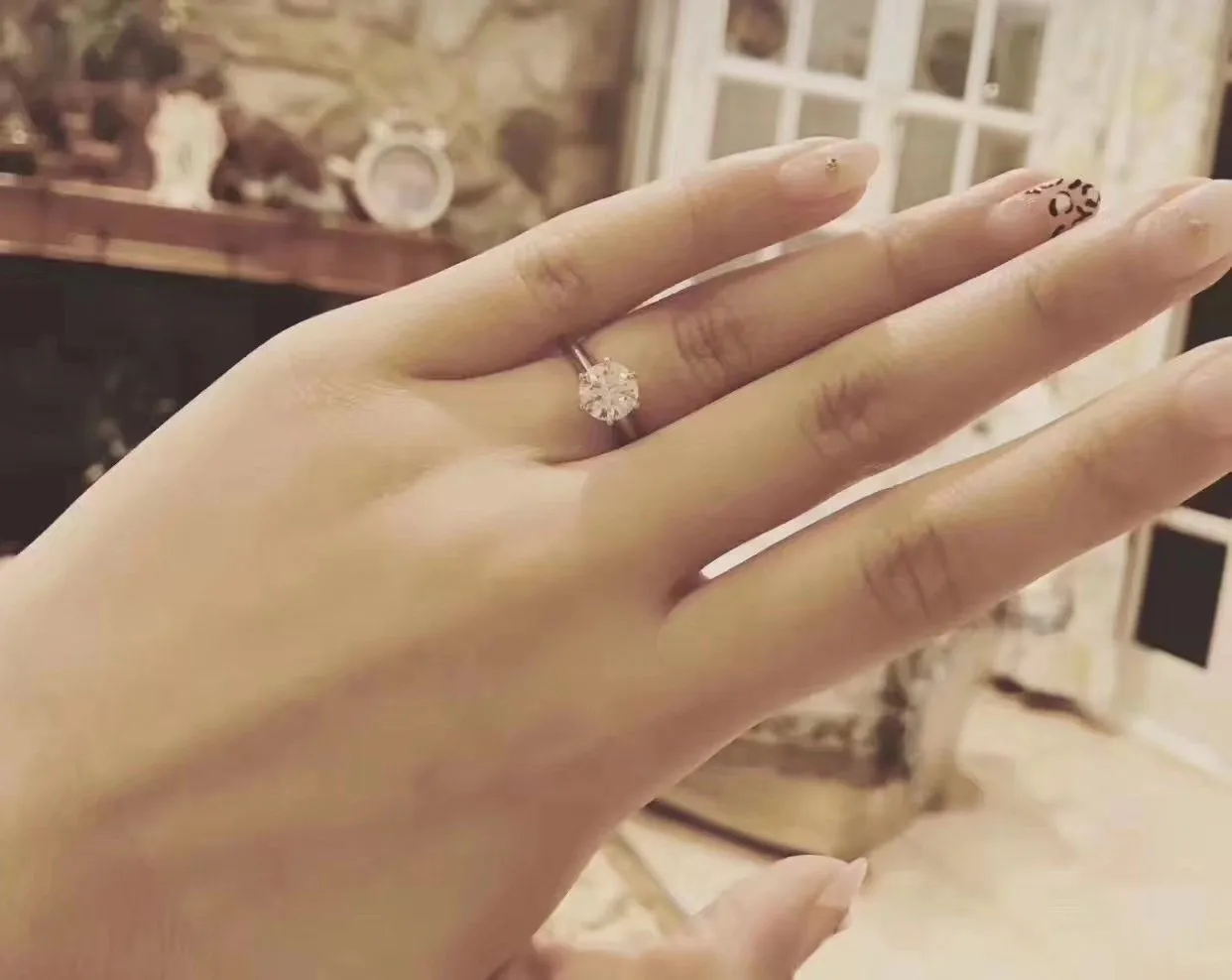 Copy Tiffany Setting One Diamond Sterling Silver Ring Valentines Day Women Gift