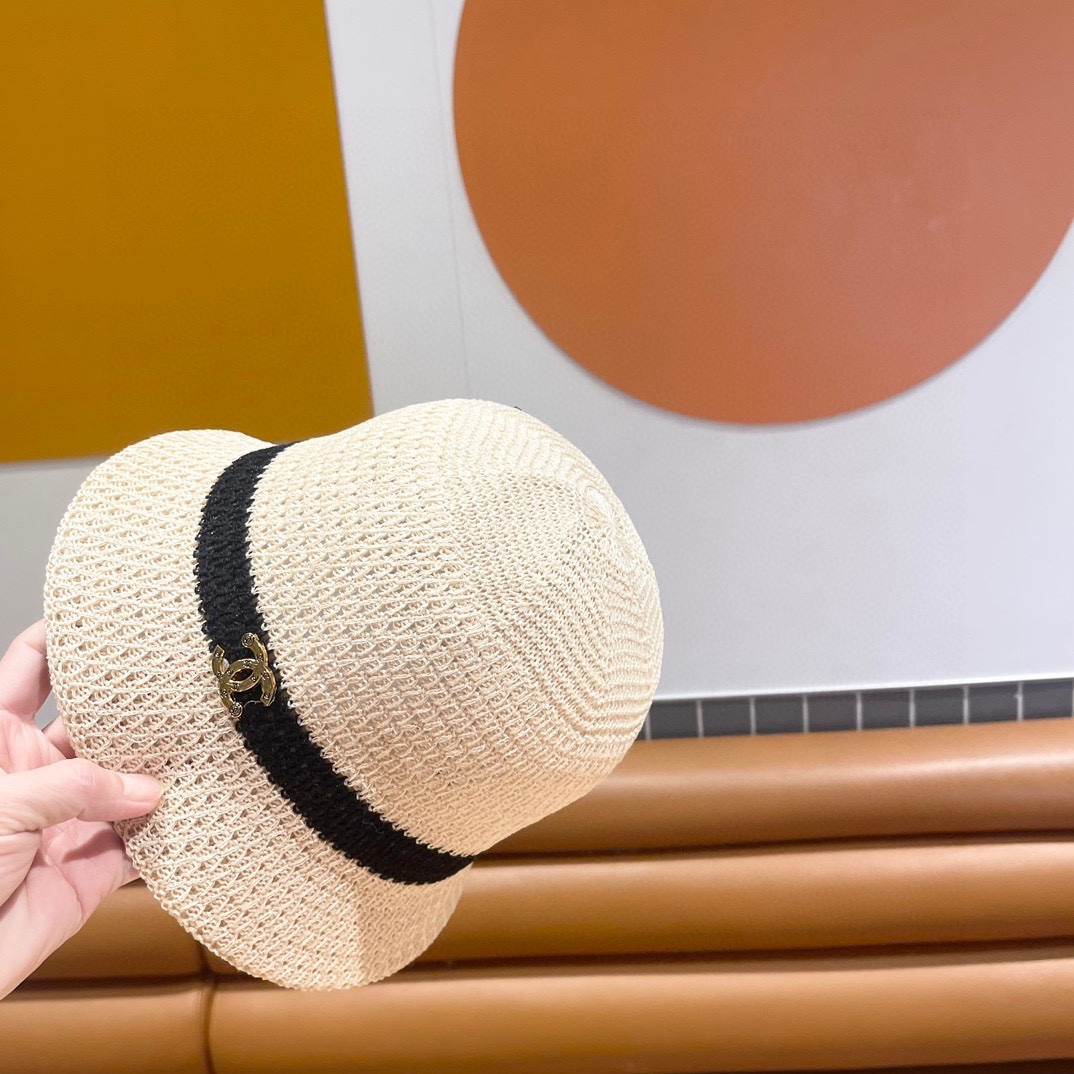 Chanel Knitted Hollow Breathable Fisherman's Hat  Sunhat （Replica）